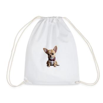 Chihuahua Charm Huggable Cuteness Dog - Drawstring Bag - white - Front
