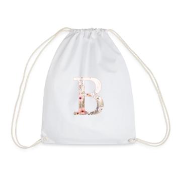 Personalisierbar Monogramm B Blumenmuster - Turnbeutel - Weiß - Vorne