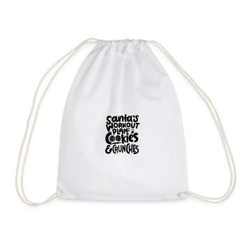 Santa Workout Plan Cookies- Funny Xmas Gift - Drawstring Bag - white - Front