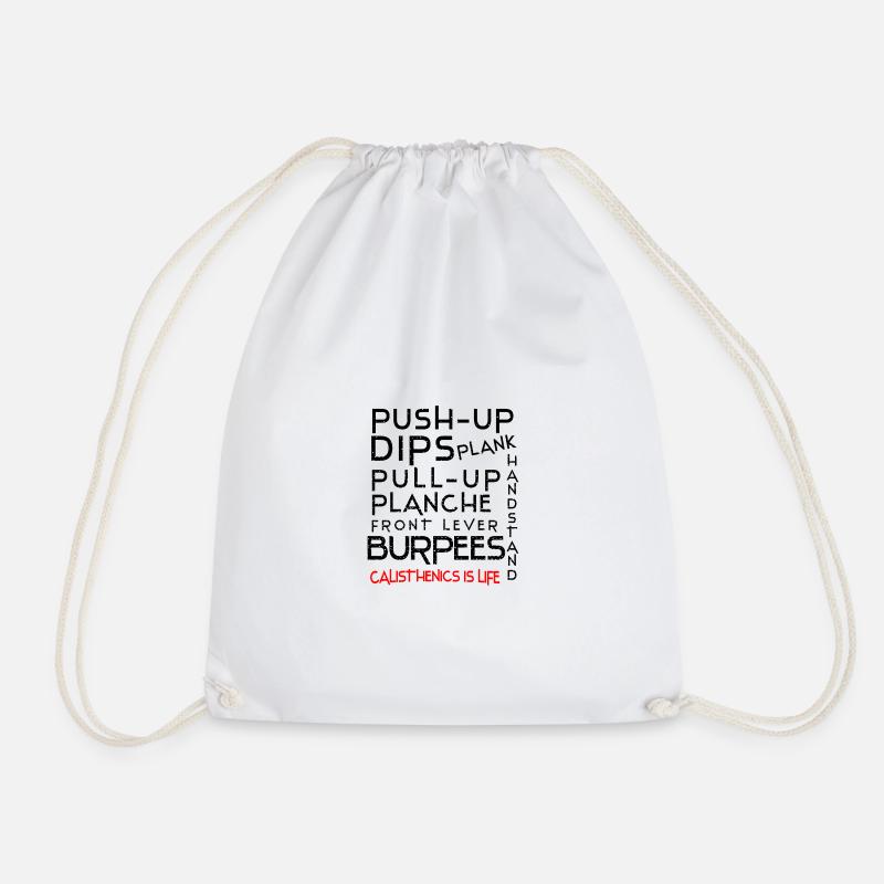 Calisthenics Exercises Motif with Statement - Drawstring Bag - white