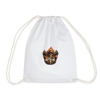 Born to Ride Skull Moto Flame - Drawstring Bag - white - Front