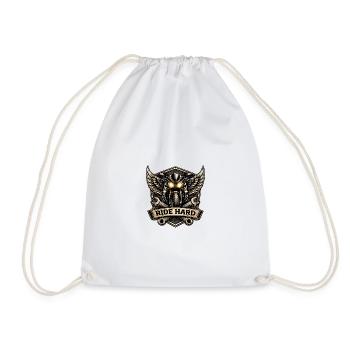 RIDE HARD motorcycle logo with wings - Drawstring Bag - white - Front