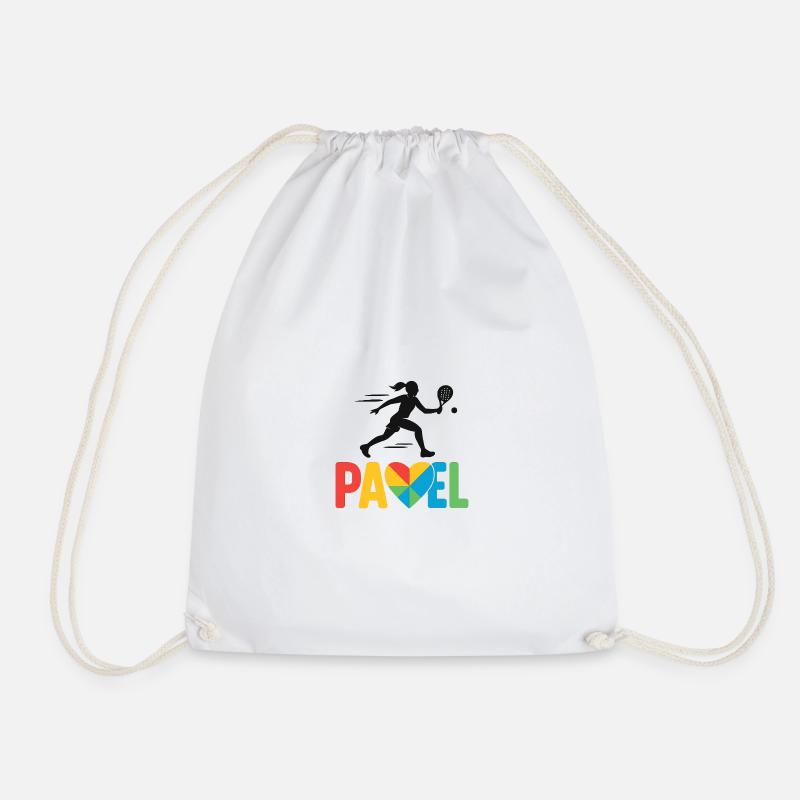 Padel Heart Colors Logo - Drawstring Bag - white