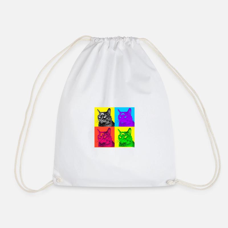 Blind Cat 3 - Drawstring Bag - white