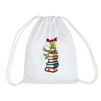 Learning girl - Drawstring Bag - white - Front