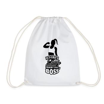 train_like_a_boss_001 - Drawstring Bag - white - Front