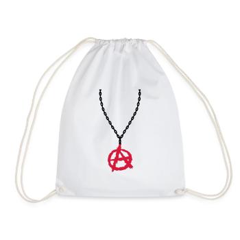 Necklace jewelry anarchy symbol - Drawstring Bag - white - Front