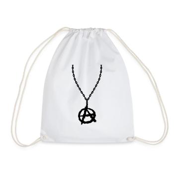 Jewelry necklace anarchy symbol - Drawstring Bag - white - Front