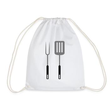 Fourche à griller Pan turner ustensiles de grillade - Sac de sport léger - blanc - Devant