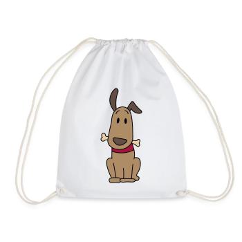 Chien avec os - Sac de sport léger - blanc - Devant