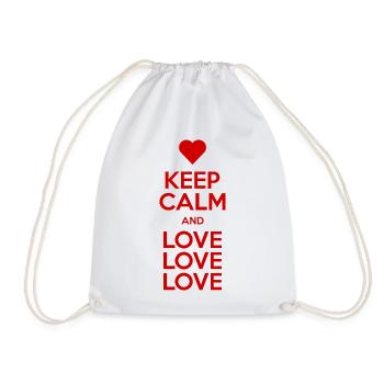 Keep Calm and Love love love - Drawstring Bag - white - Front