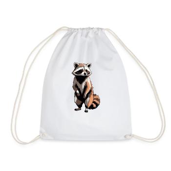 Waschbär - Cute Animal Sticker - Turnbeutel - Weiß - Vorne
