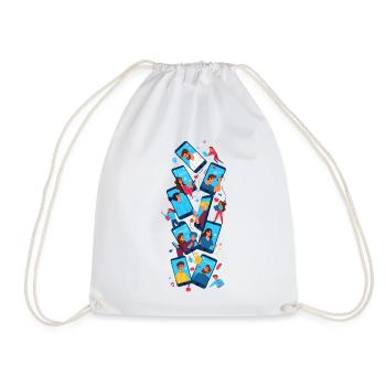 Digital connections: friendship via app - Drawstring Bag - white - Front