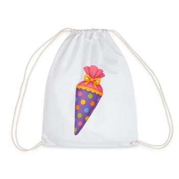 Colourful school cone for the first day of school - Drawstring Bag - white - Front