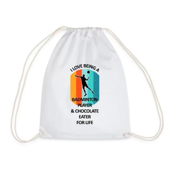 Badminton Badminton Badminton Player Chocolate - Drawstring Bag - white - Front