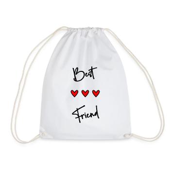 BEST FRIEND. BFF. FRIEND. FRIEND. FRIEND. GIRLFRIEND - Drawstring Bag - white - Front