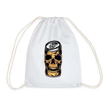 Skull Beer Can - Totenkopf Bierdose - Turnbeutel - Weiß - Vorne