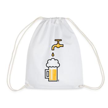 Bierkrug Zapfhahn (Bier Maßkrug Bierseidel / 2C) - Turnbeutel - Weiß - Vorne