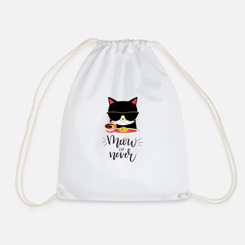 Hungry Cool Cat - Drawstring Bag - white