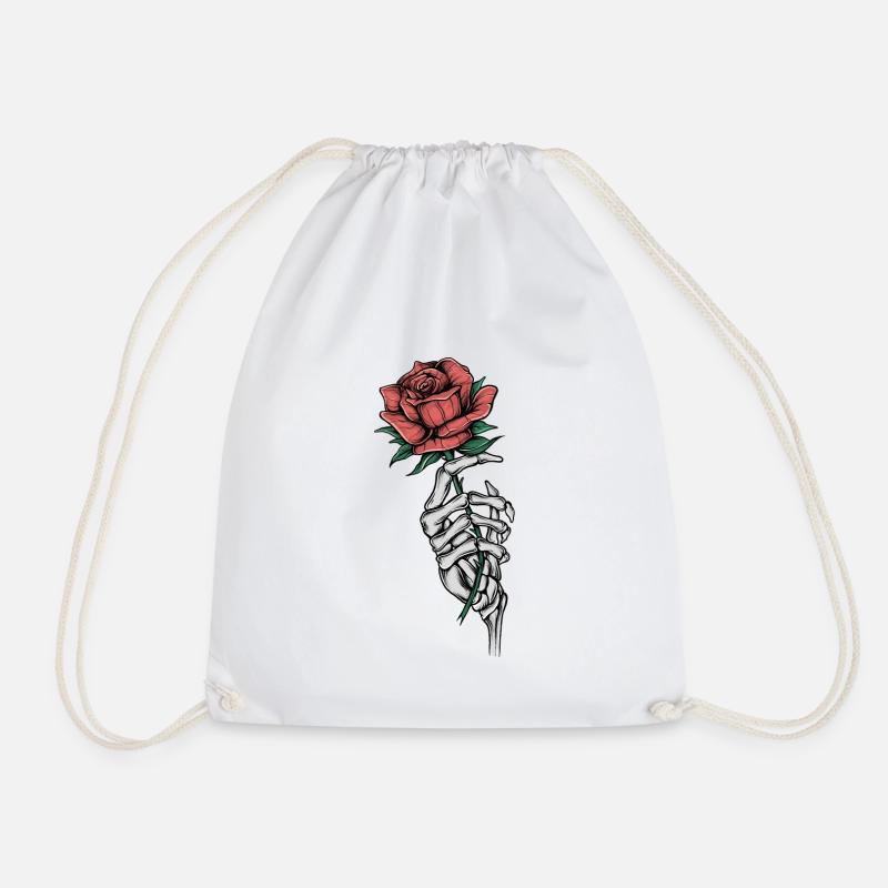 Knochenhand mit Rose - Turnbeutel - Weiß