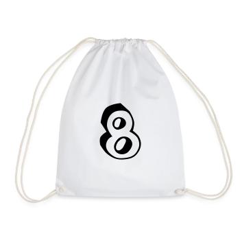 Number Eight - Drawstring Bag - white - Front
