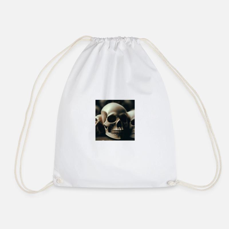 Skulls - Drawstring Bag - white
