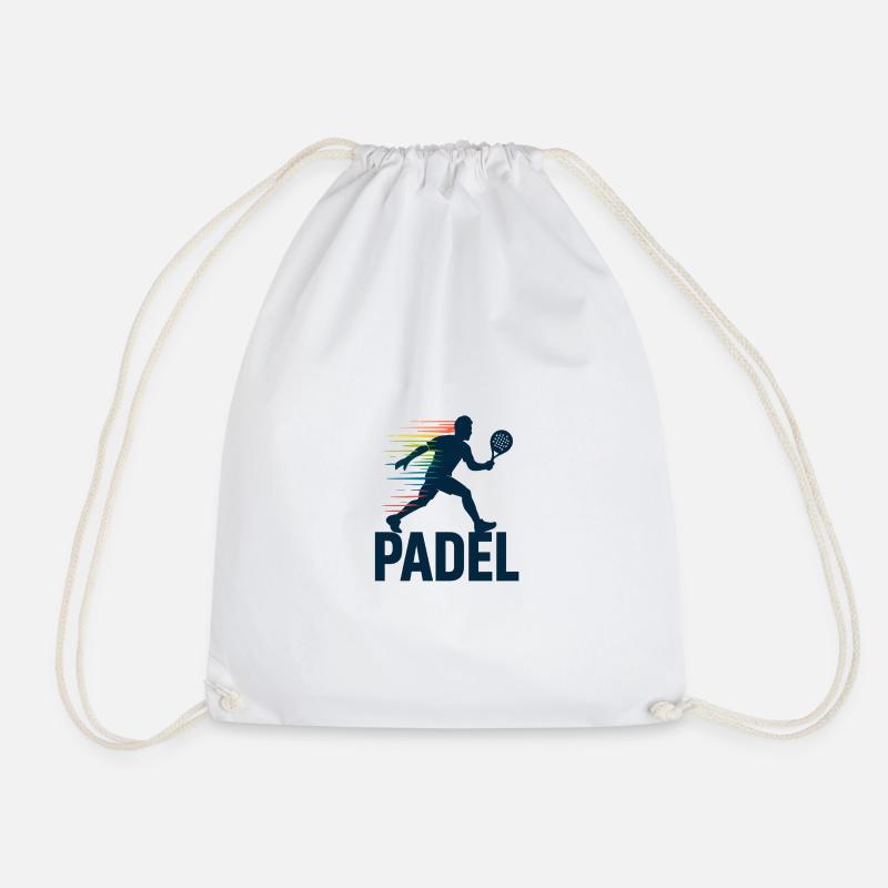Padel Silhouette im Regenbogen - Turnbeutel - Weiß