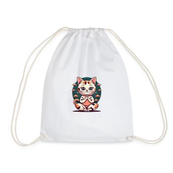 Un chat faisant la position de yoga du lotus - Sac de sport léger - blanc - Devant