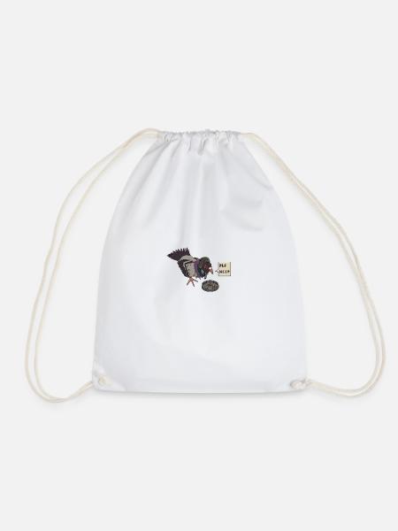 Sad Pigeon - Drawstring Bag - white