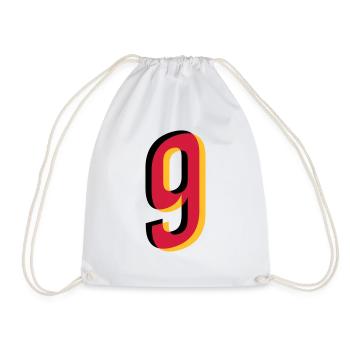 Number 9 Germany jersey number black red gold - Drawstring Bag - white - Front