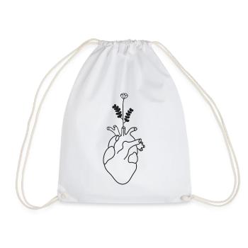 Cœur anatomique avec fleur - Sac de sport léger - blanc - Devant
