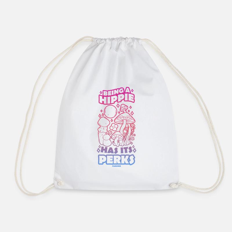 Being a hippie has its advantages - Drawstring Bag - white