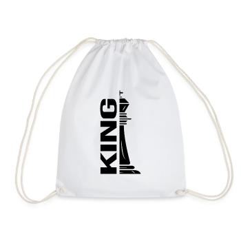checkmate chess king chessboard chess piece - Drawstring Bag - white - Front