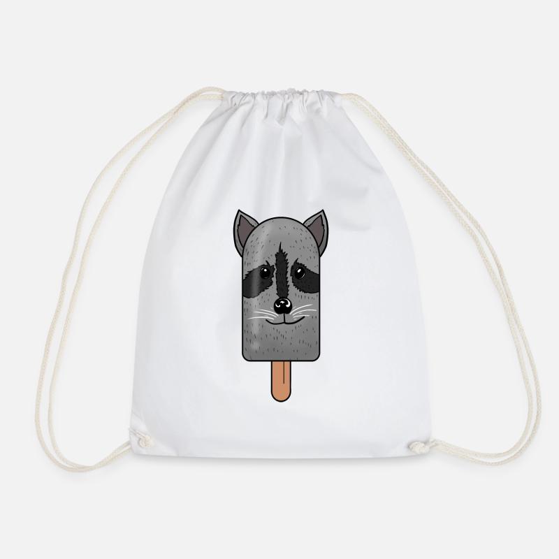 Raccoon Head Popsicle - Drawstring Bag - white