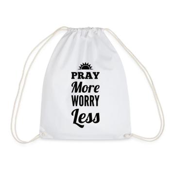 Pray More Worry Less - Drawstring Bag - white - Front