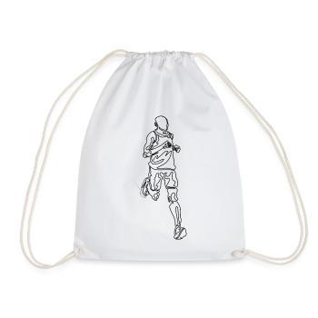 running man single line doodle drawing - Drawstring Bag - white - Front