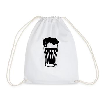 Beer - Funny Beer Logo Tshirt - Drawstring Bag - white - Front