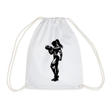Bodybuilder Woman Fitness - Drawstring Bag - white - Front