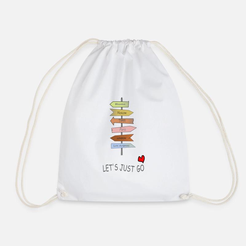 let s just go - Drawstring Bag - white