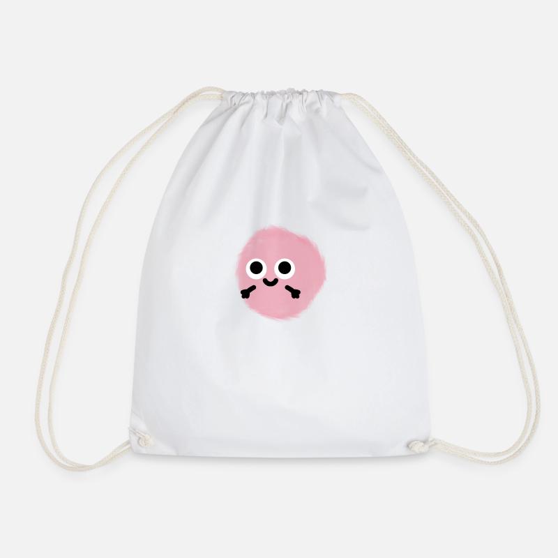 CUTE PLUSH BALL!! - Drawstring Bag - white