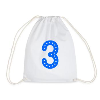 3 ANS. 3e ANNIVERSAIRE. ANNIVERSAIRE 3 ANS. 3 - Sac de sport léger - blanc - Devant