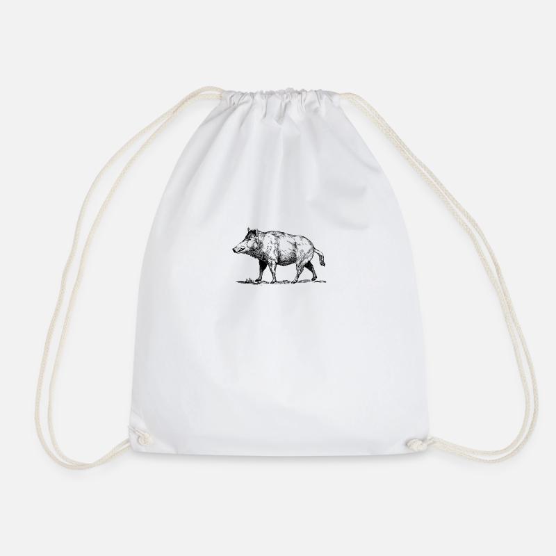 Wild boar - Wild boar hunter - Drawstring Bag - white
