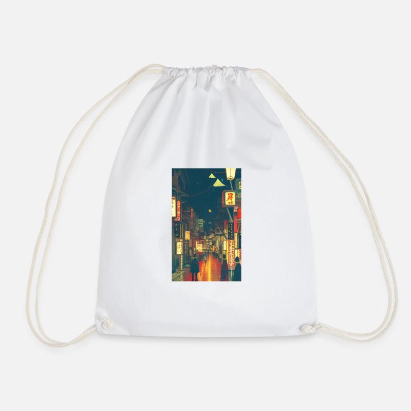 Tokyo Night - Drawstring Bag - white