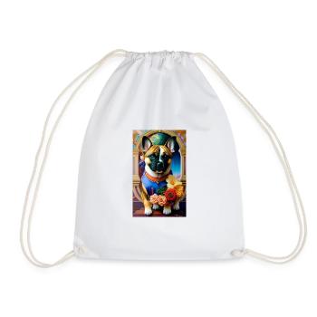 Bulldog Painting - Drawstring Bag - white - Front
