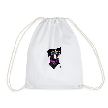 Cool dog with glasses - Drawstring Bag - white - Front