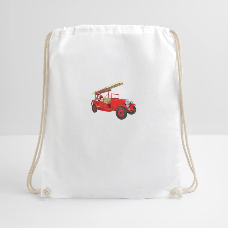 Retro fire engine, fire engine Drawstring Bag