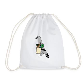Pigeon Grocery Bag – Urban Minimal Illustration - Turnbeutel - Weiß - Vorne