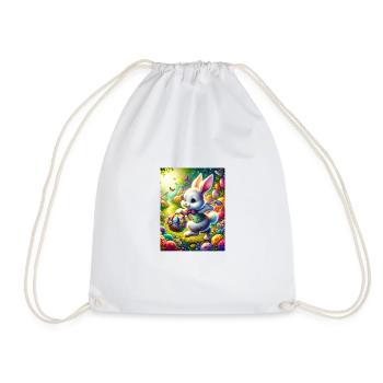 Eastern Bunny and Eggs - Drawstring Bag - white - Front