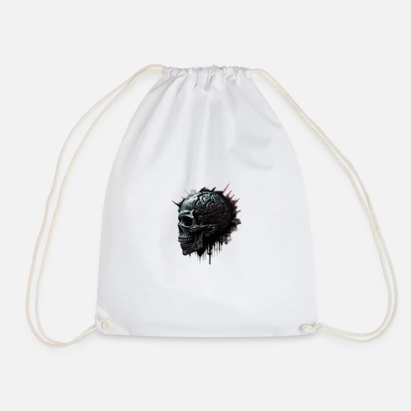 Skull - Drawstring Bag - white
