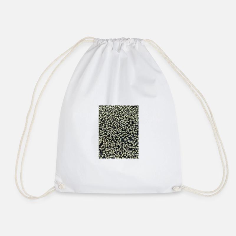 Star pattern in green shimmer - Drawstring Bag - white